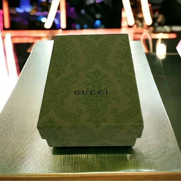 Authentic Empty GUCCI BOX Small Green Damask Print Accessories Jewelry Pin Box - Picture 1 of 4
